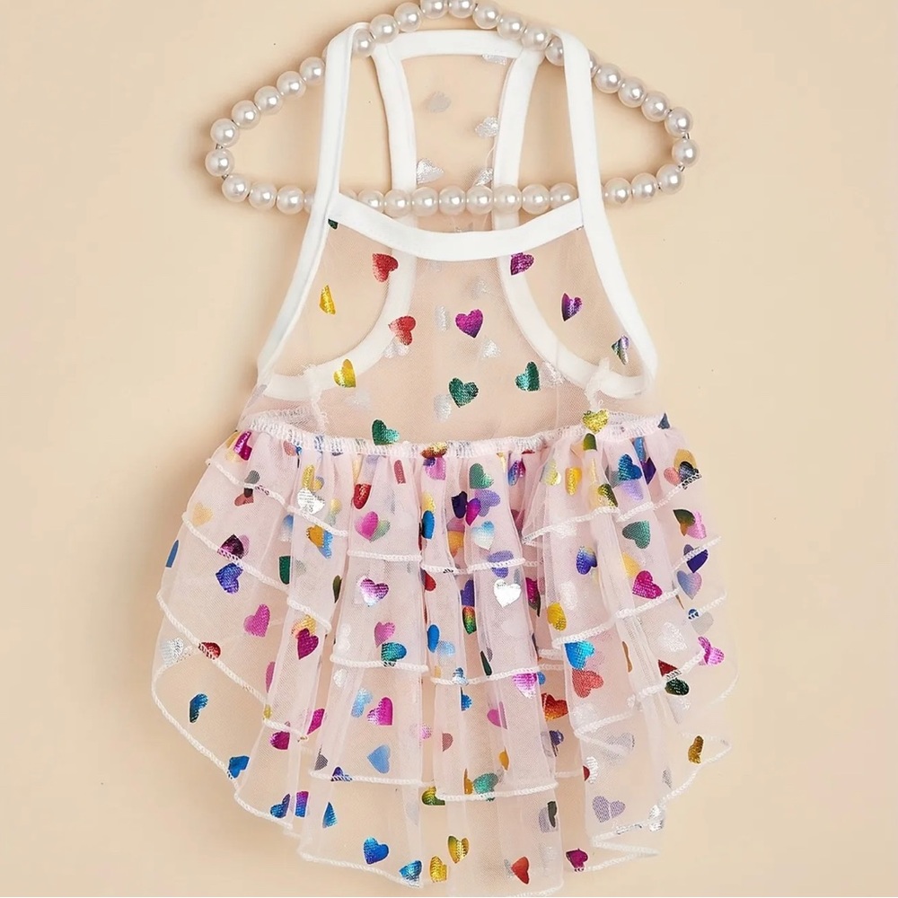 Adorable Love Heart Pattern Pet Dress - Perfect for small dogs or cats - Picture 2 of 4